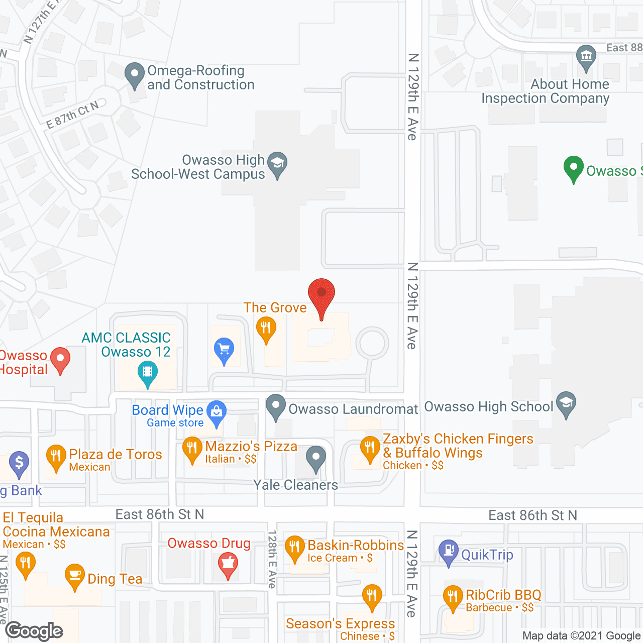 Map of the neighborhood around Brookdale Owasso
