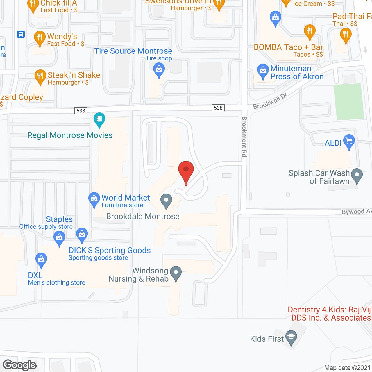 Map of the neighborhood around Brookdale Montrose (Offering HealthPlus)
