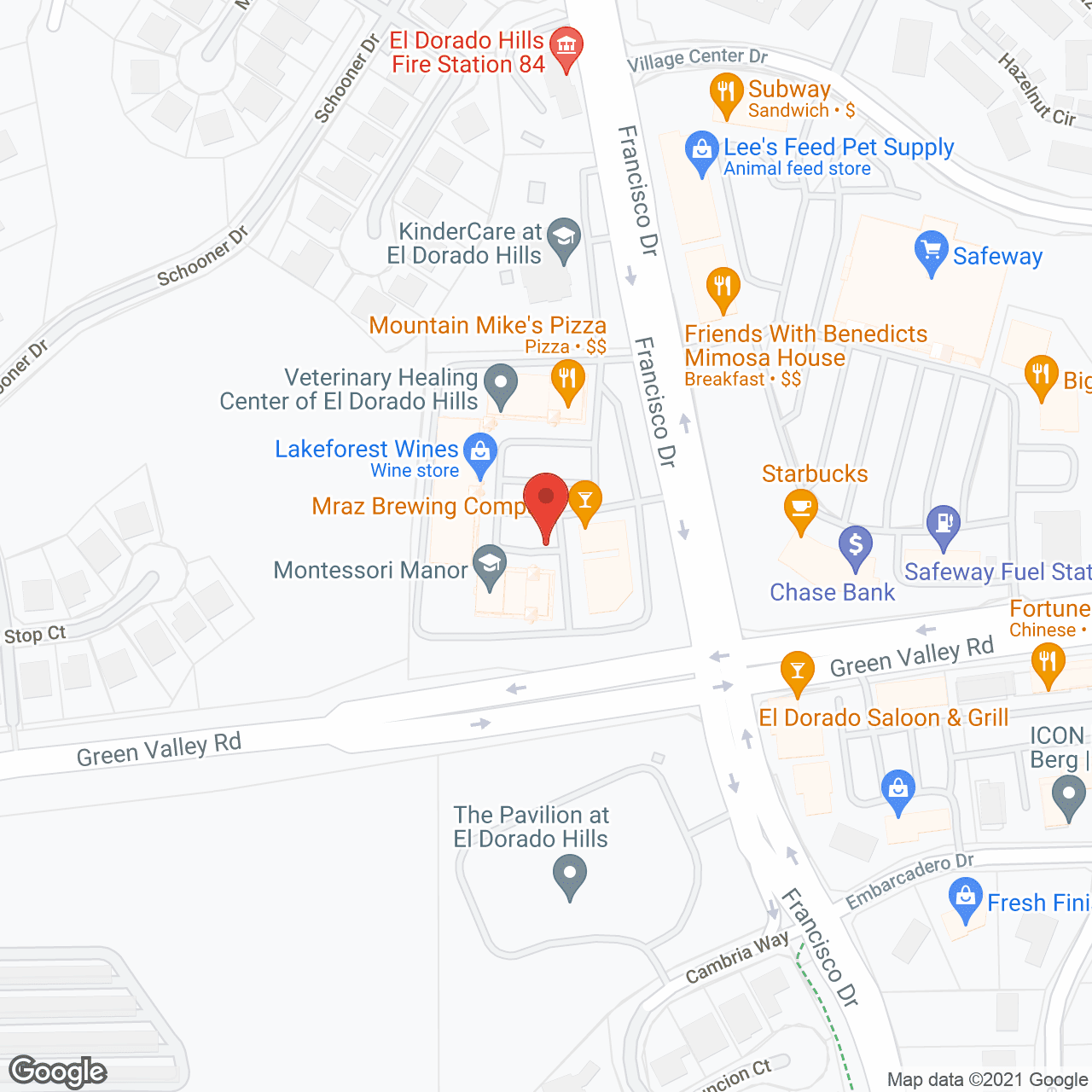 Map of the neighborhood around The Pavilion at El Dorado Hills