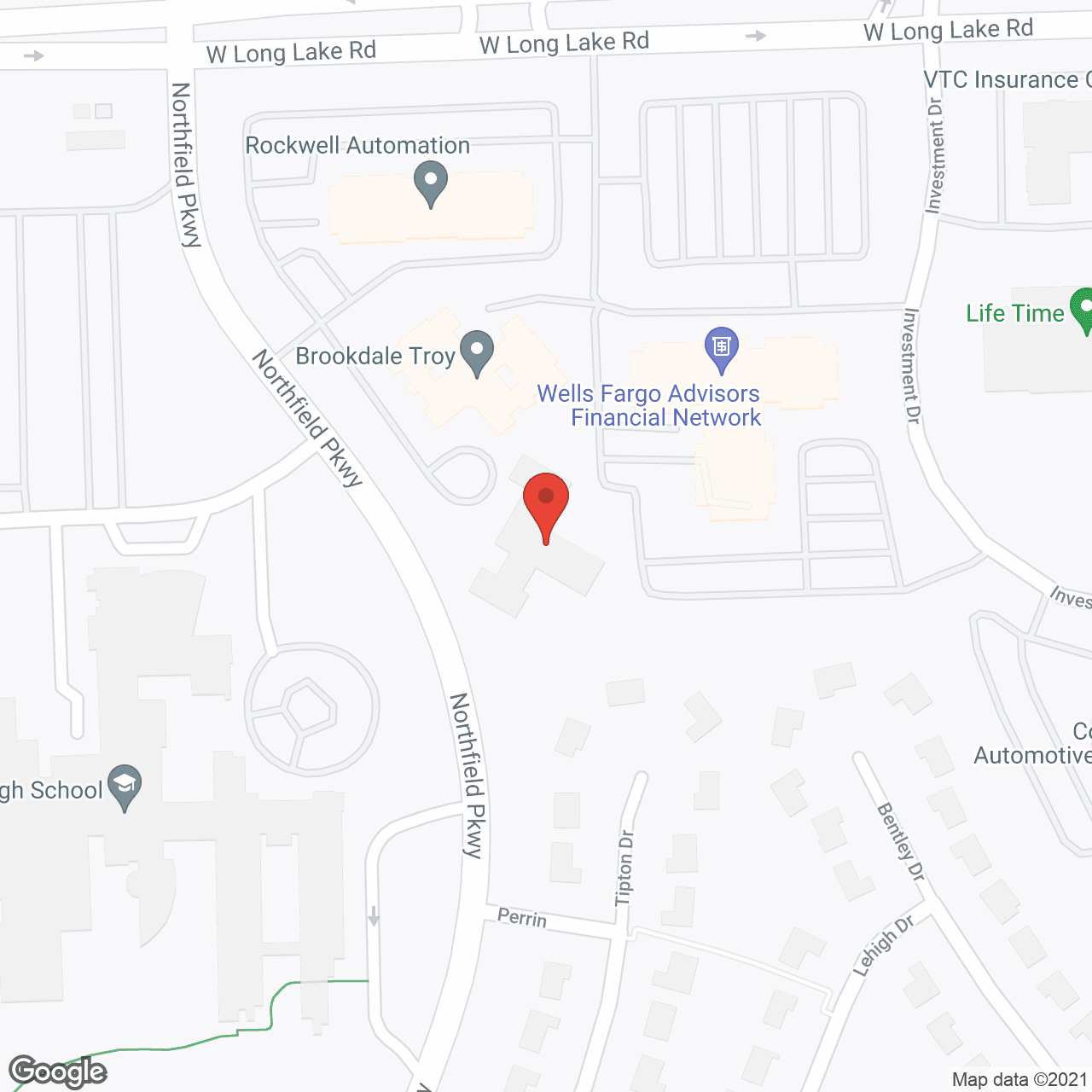Map of the neighborhood around Brookdale Troy