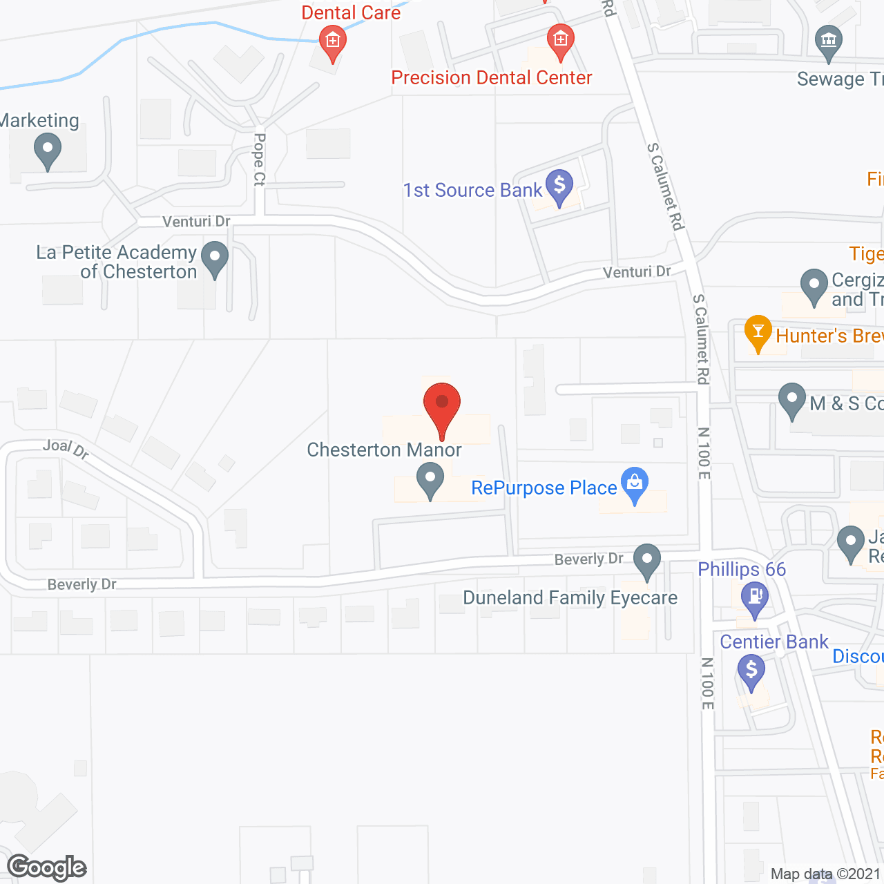 Map of the neighborhood around Chesterton Manor