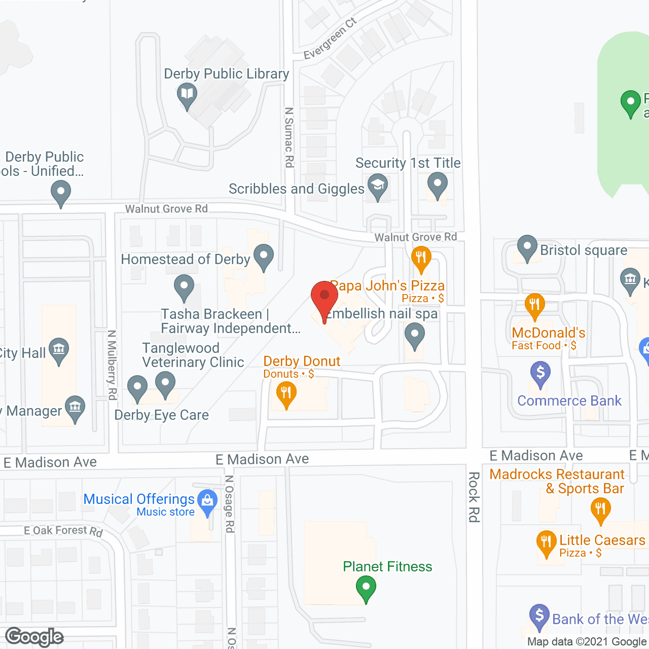 Map of the neighborhood around Brookdale Derby