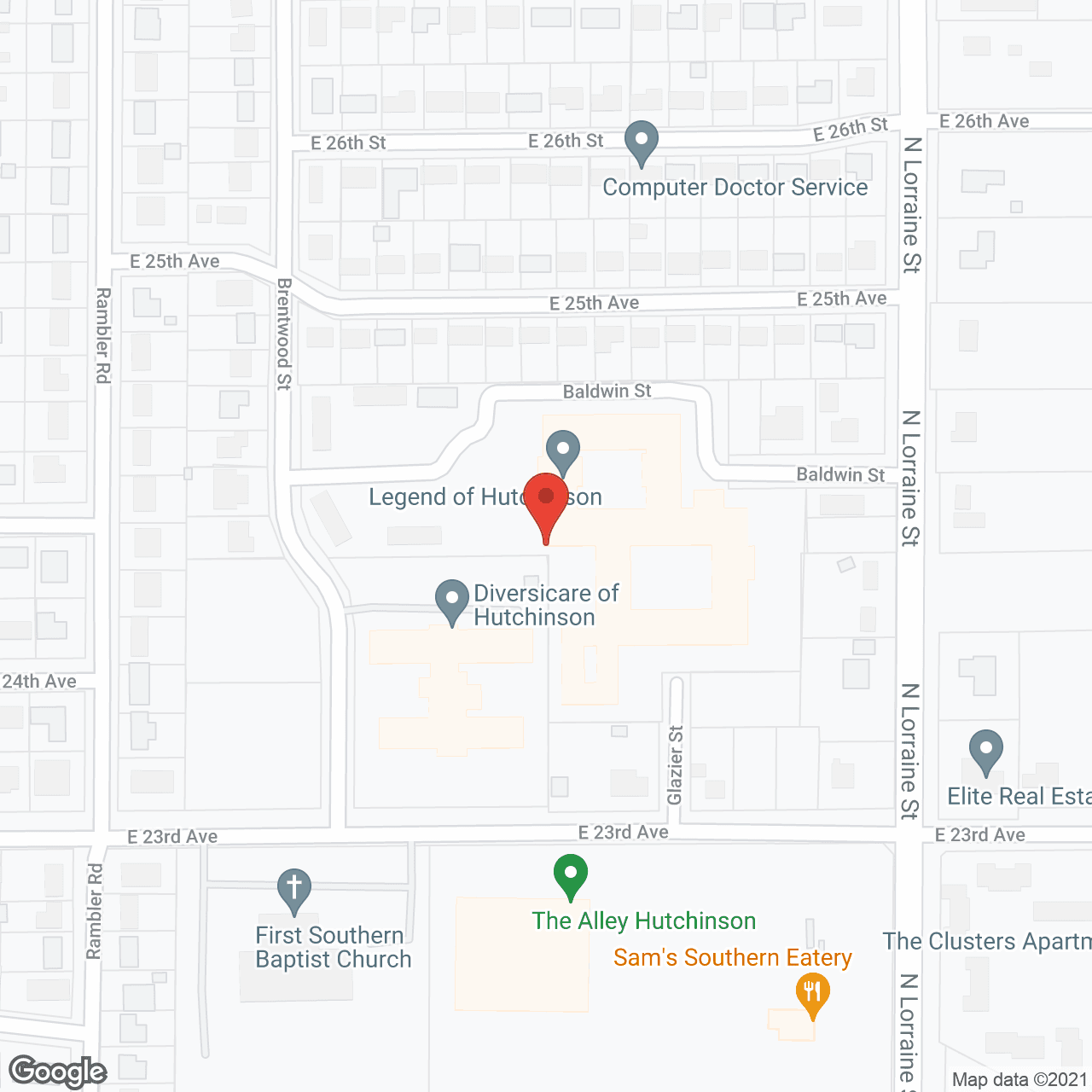 Map of the neighborhood around Legend of Hutchinson
