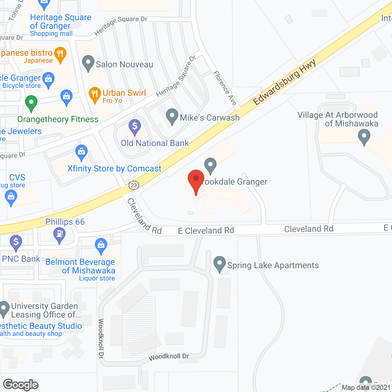 Map of the neighborhood around Brookdale Granger