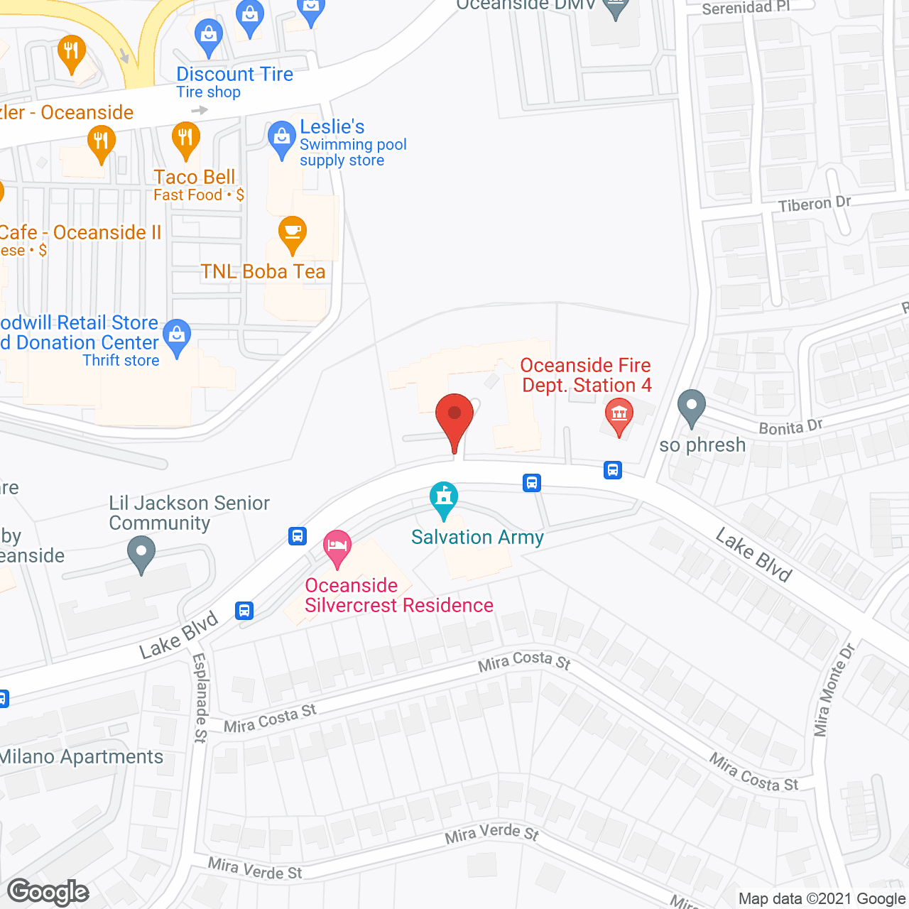 Map of the neighborhood around Brookdale Oceanside