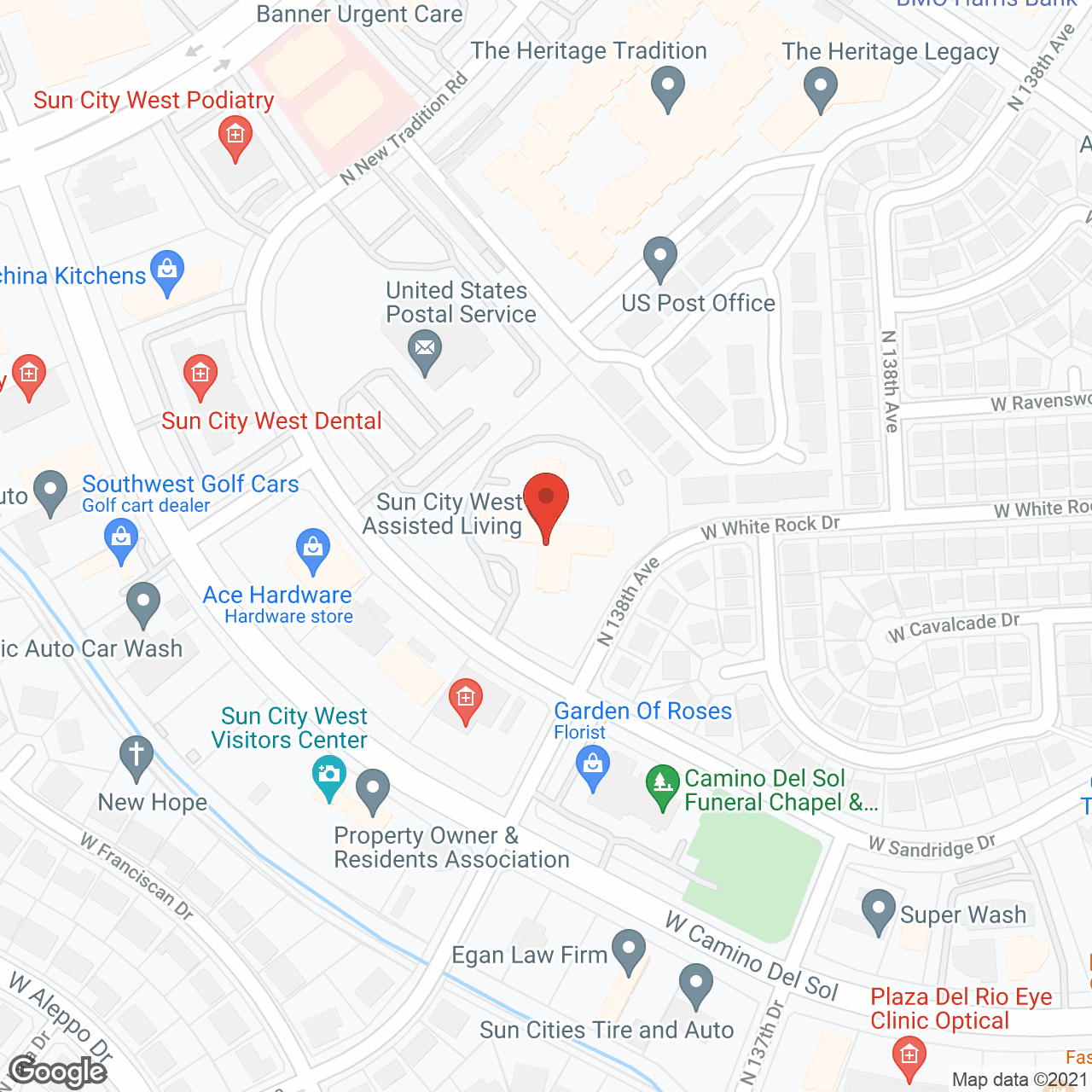 Map of the neighborhood around Sun City West Assisted Living and Memory Care