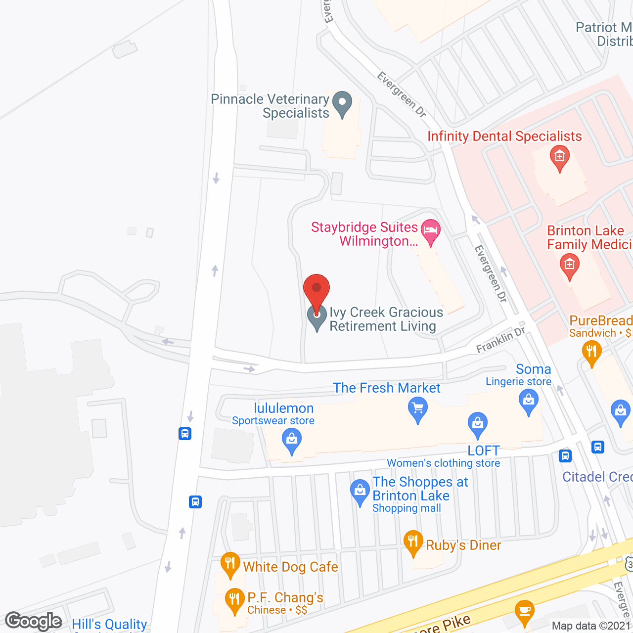 Map of the neighborhood around Ivy Creek Gracious Retirement Living
