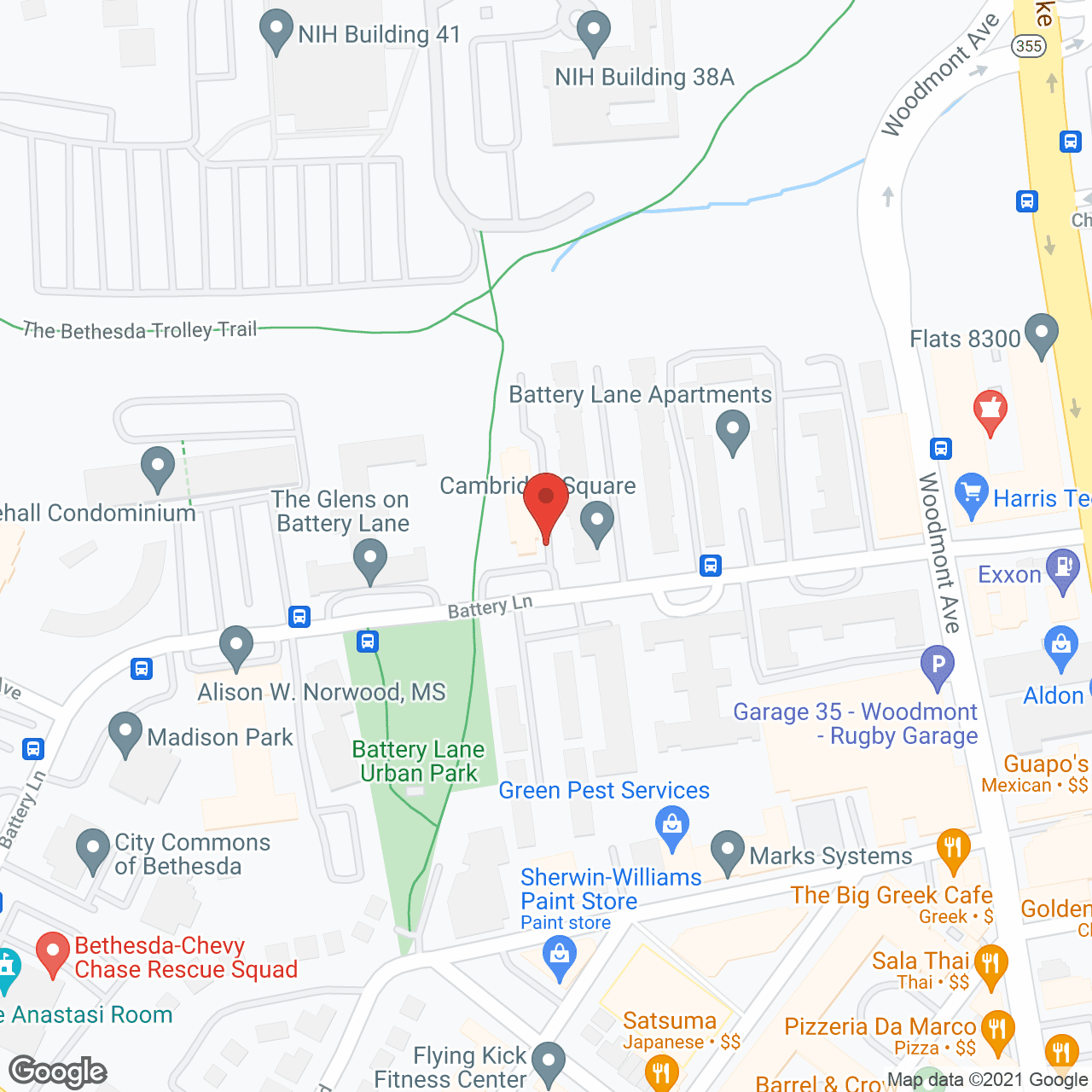 Map of the neighborhood around Sunrise of Bethesda