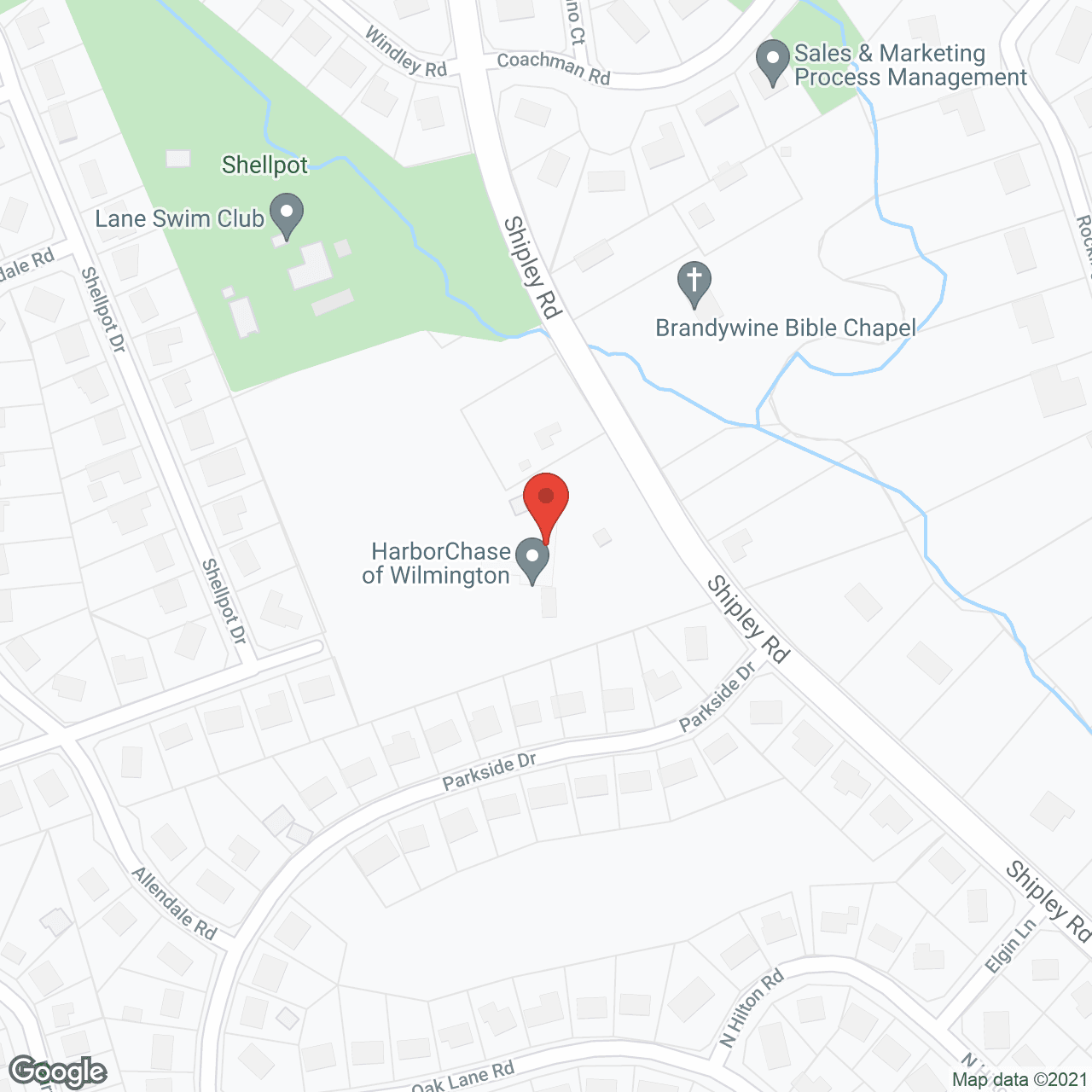 Map of the neighborhood around HarborChase of Wilmington