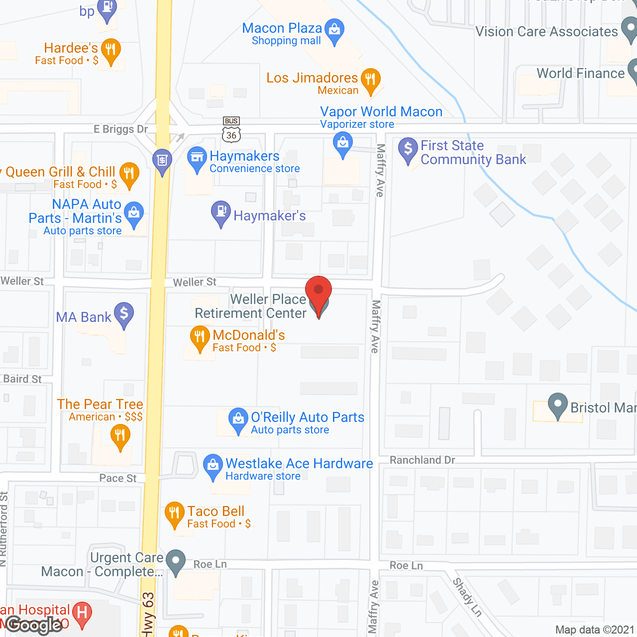 Map of the neighborhood around Weller Place