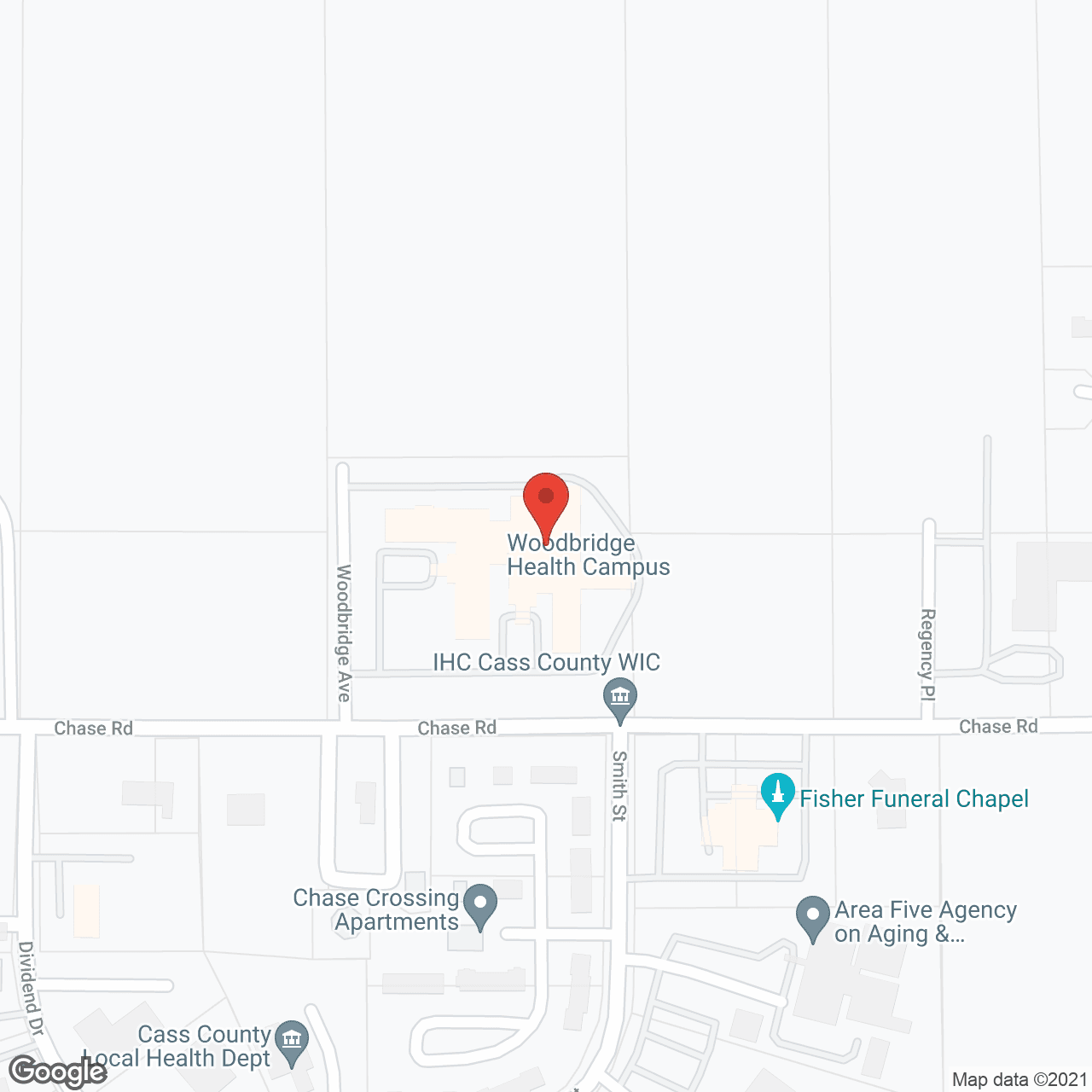 Map of the neighborhood around WoodBridge Health Campus