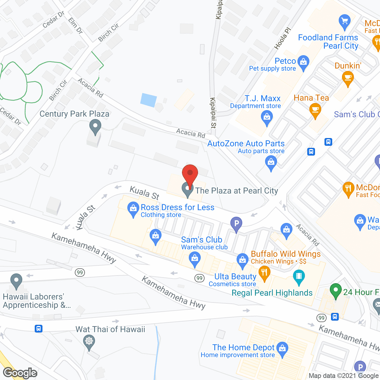 Map of the neighborhood around The Plaza at Pearl City