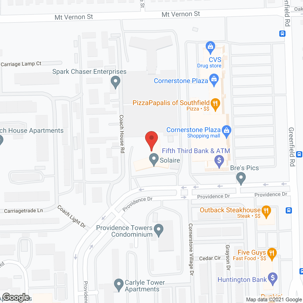 Map of the neighborhood around Solaire Active Adult Community