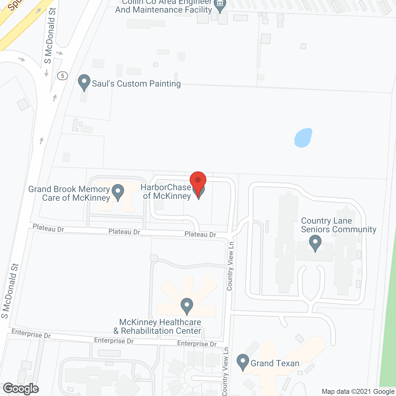 Map of the neighborhood around Village on the Park McKinney