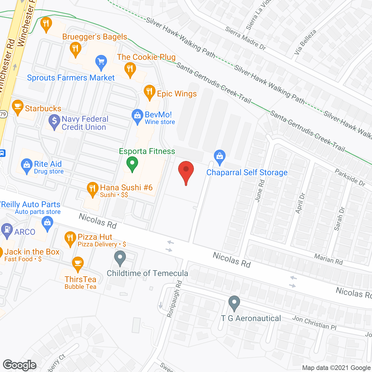 Map of the neighborhood around Vineyard Ranch at Temecula