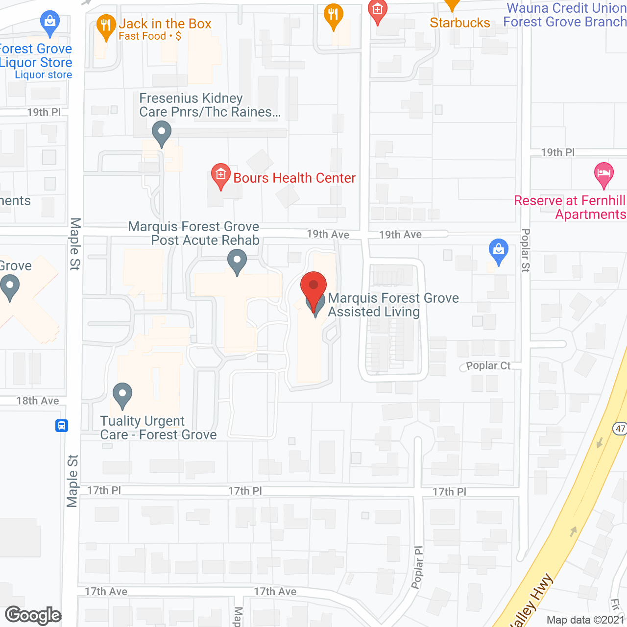 Map of the neighborhood around Marquis Forest Grove Assisted Living