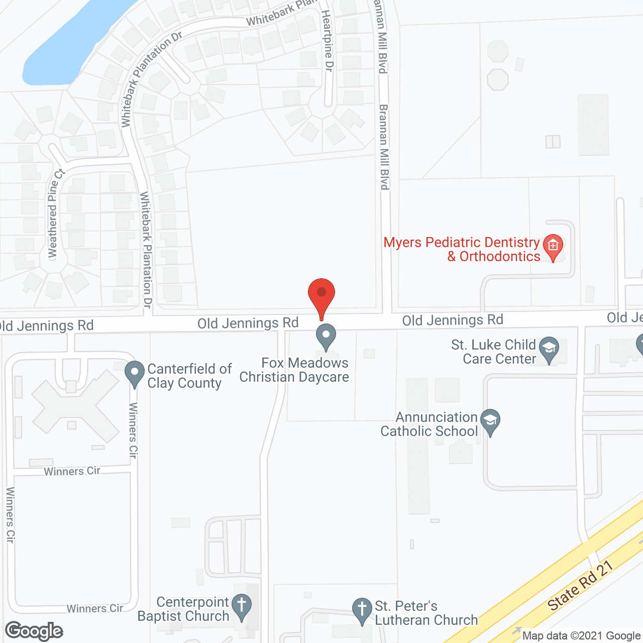 Map of the neighborhood around Canterfield of Jacksonville