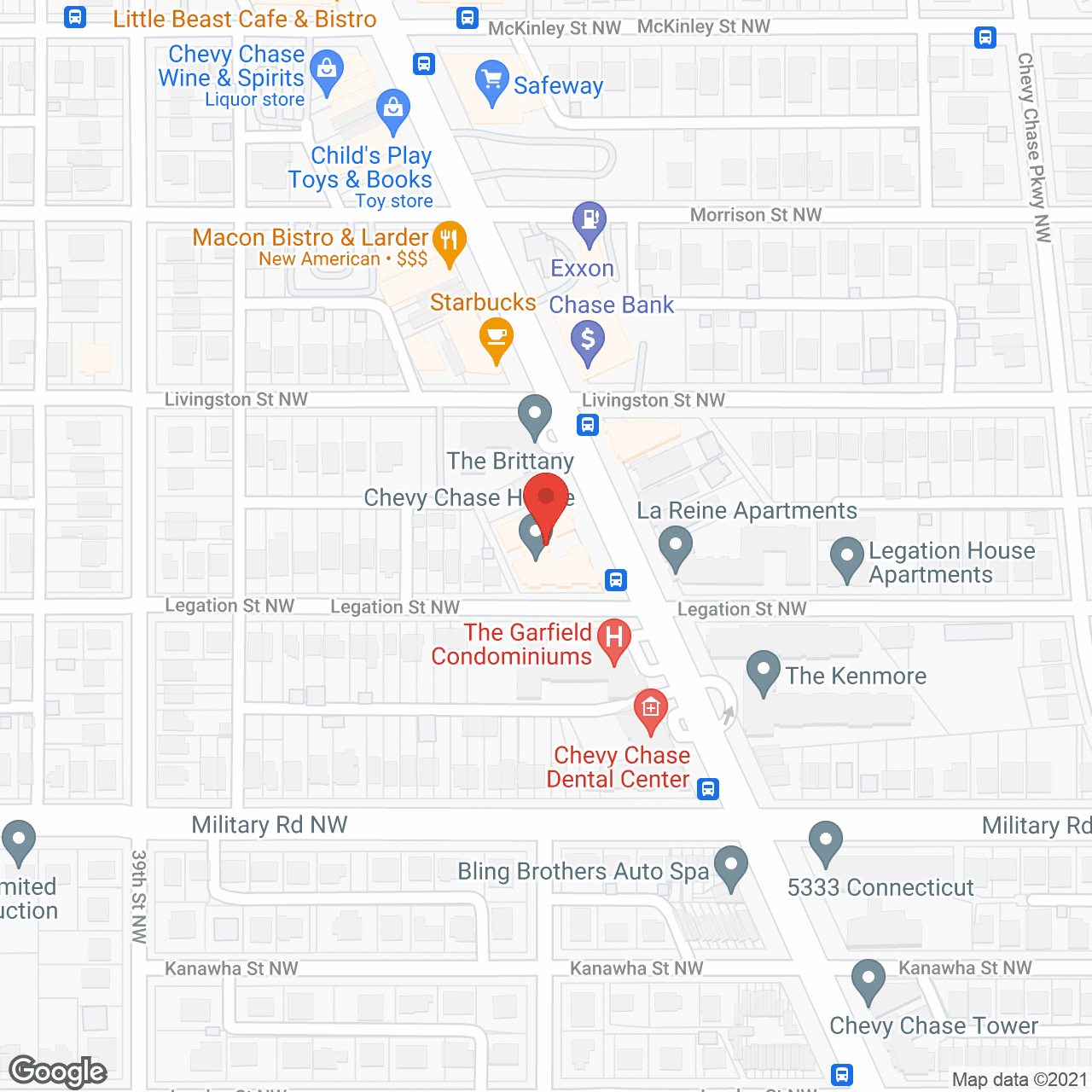 Map of the neighborhood around Chevy Chase House