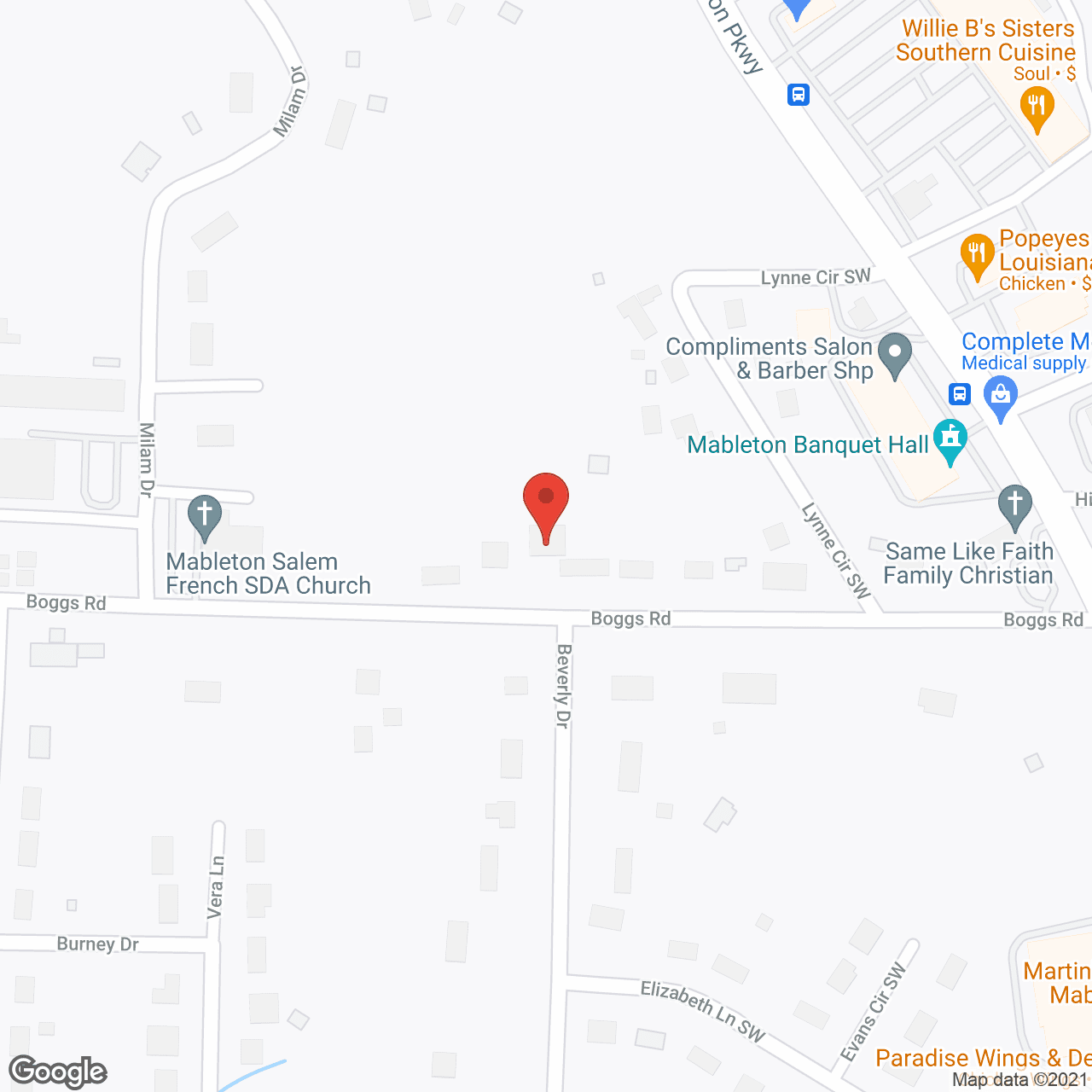 Map of the neighborhood around Villa Cristina Personal Care Home