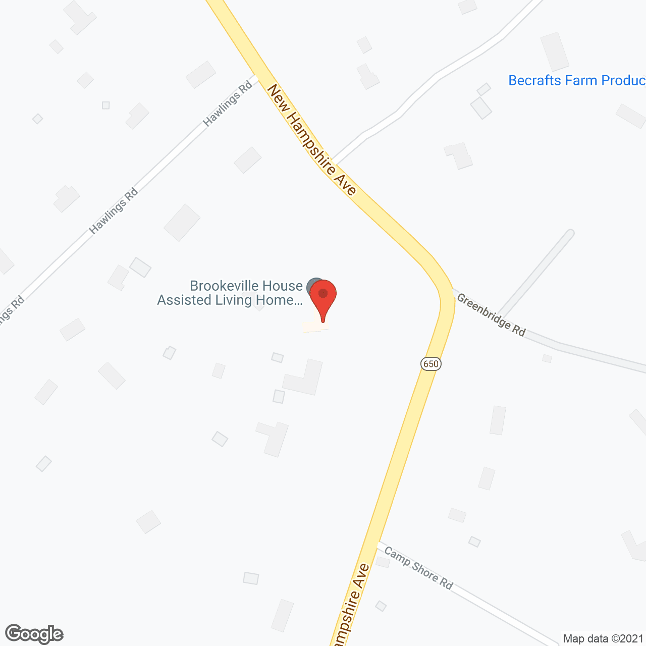 Map of the neighborhood around Brookeville House Assisted Living 3