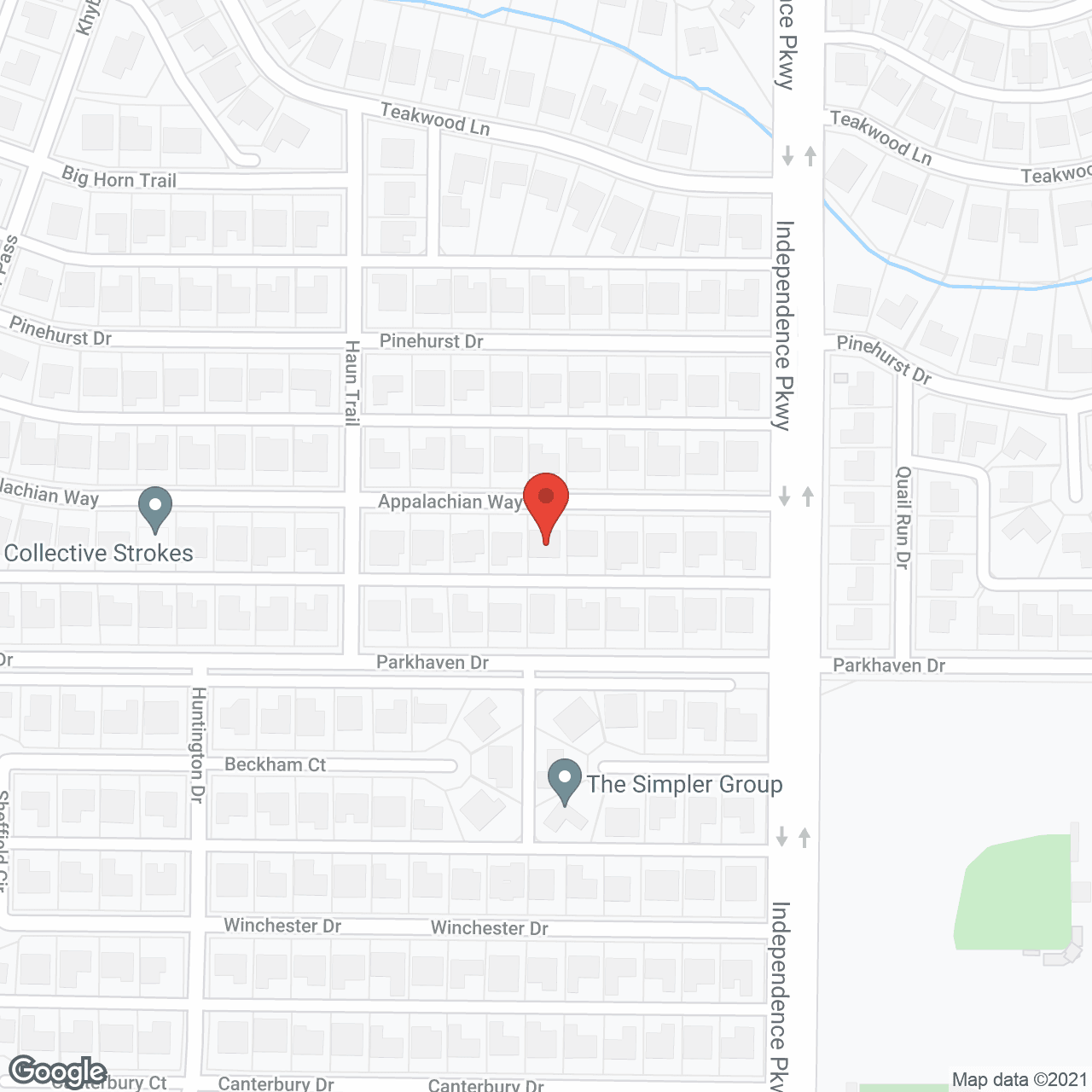 Map of the neighborhood around Silver Leaf Assisted Living at Appalachian Way