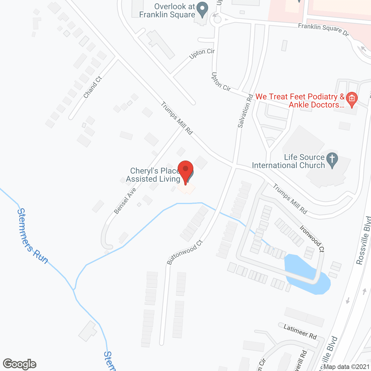 Map of the neighborhood around Cheryl's Place