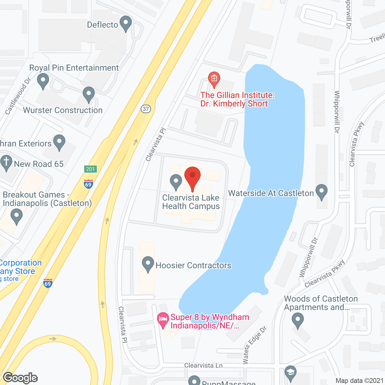Map of the neighborhood around Clearvista Lake Health Campus