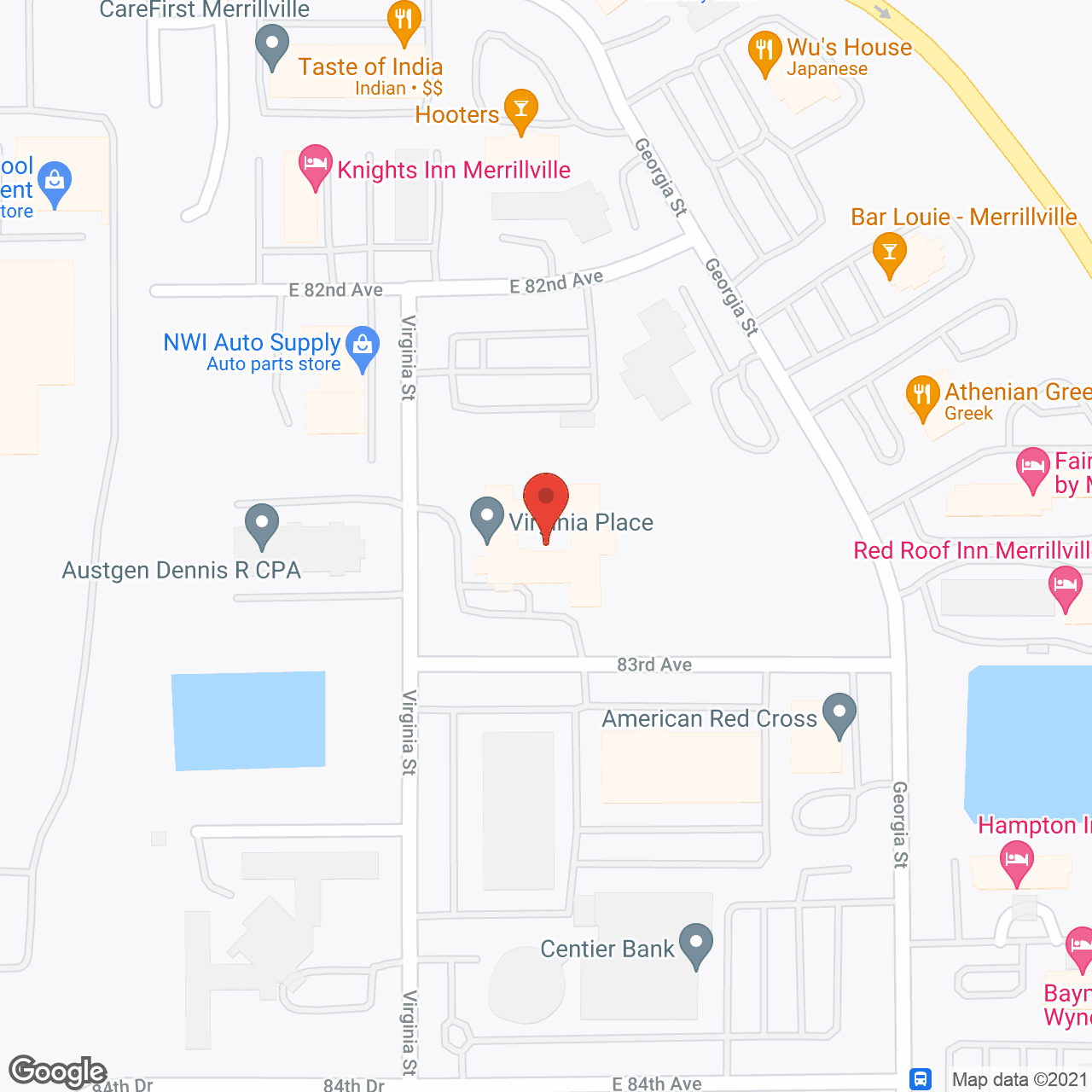 Map of the neighborhood around Virginia Place