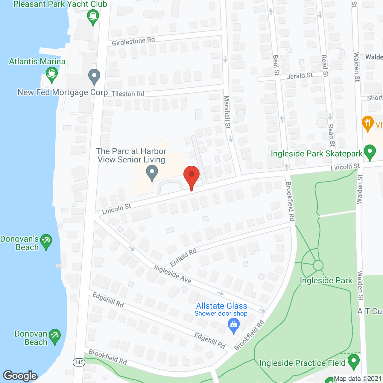 Map of the neighborhood around The Parc at Harbor View Senior Living
