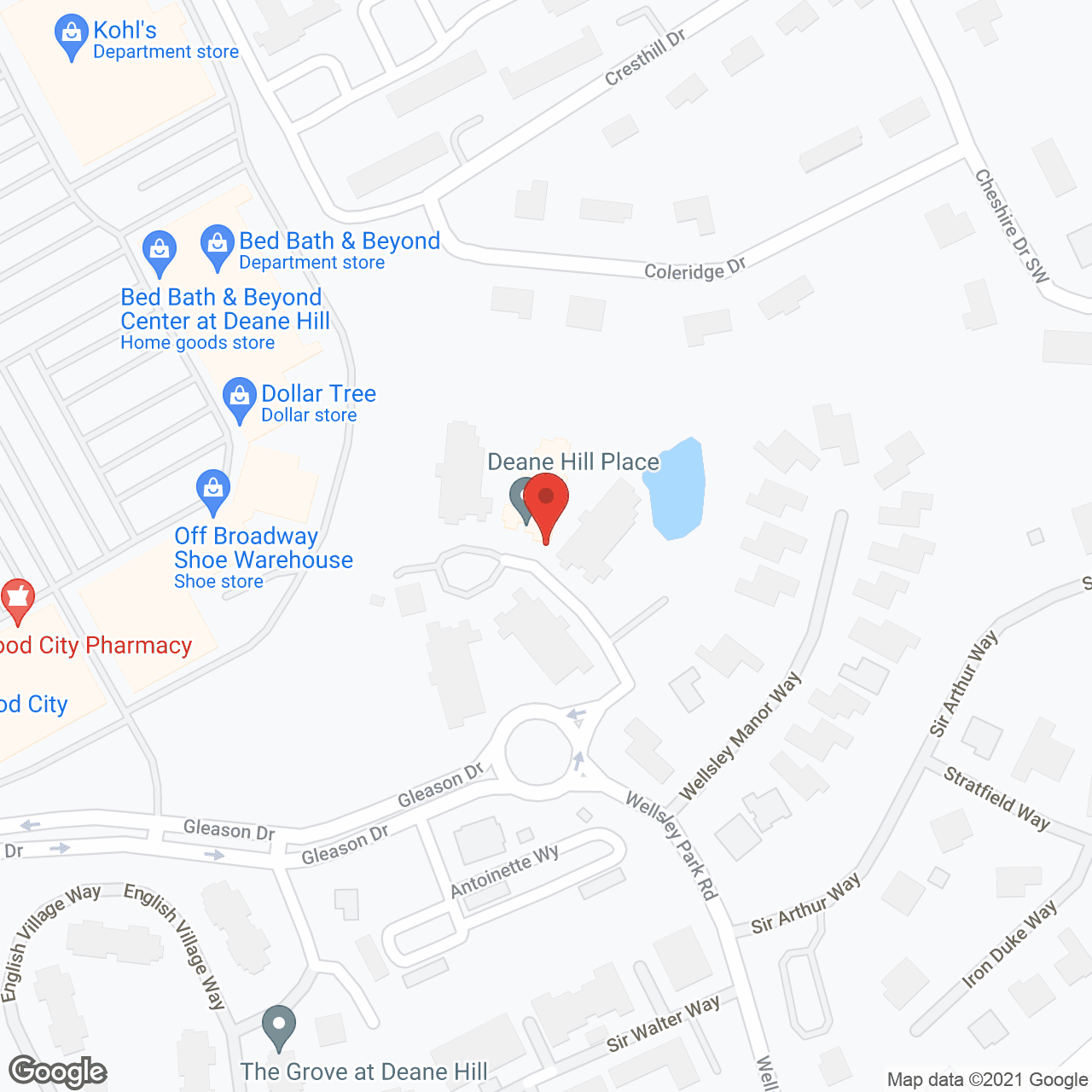 Map of the neighborhood around Deane Hill Place