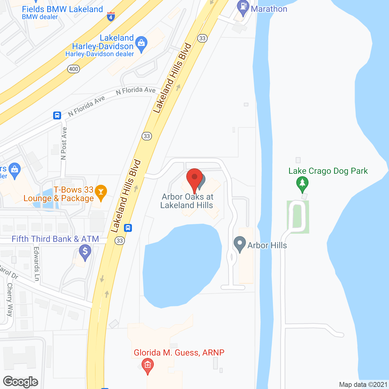 Map of the neighborhood around Arbor Oaks at Lakeland Hills