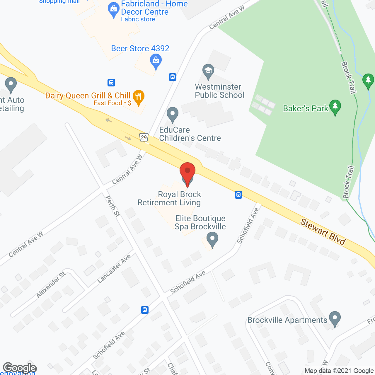 Map of the neighborhood around The Royal Brock Retirement Living
