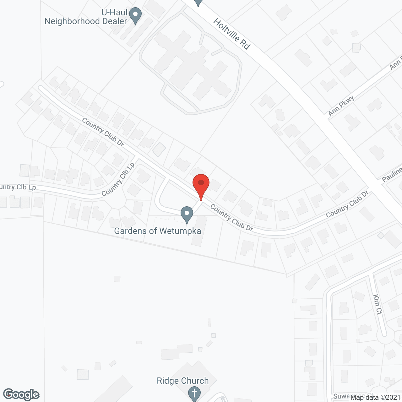 Map of the neighborhood around Gardens of Wetumpka