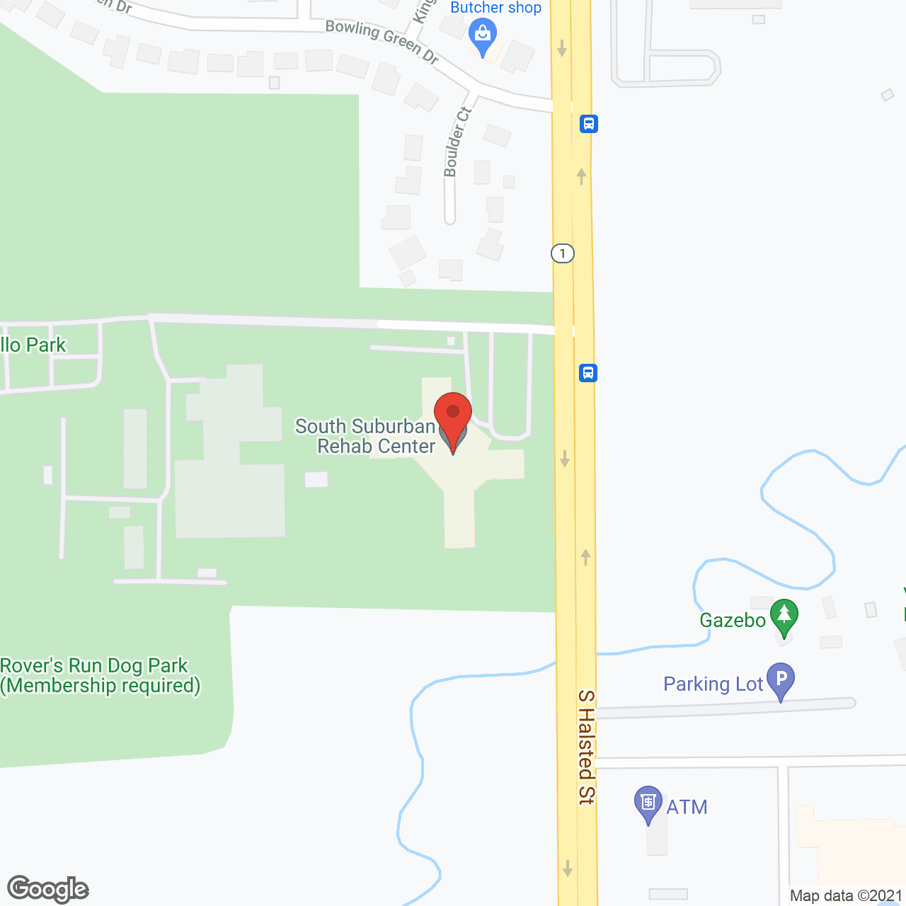 Map of the neighborhood around South Suburban Rehabilitation Center