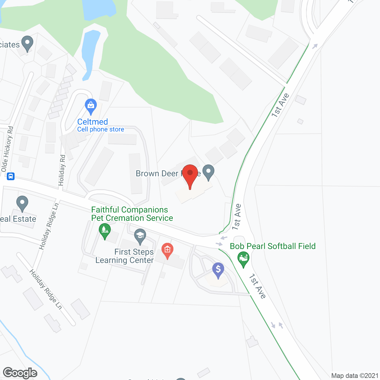 Map of the neighborhood around Brown Deer Place
