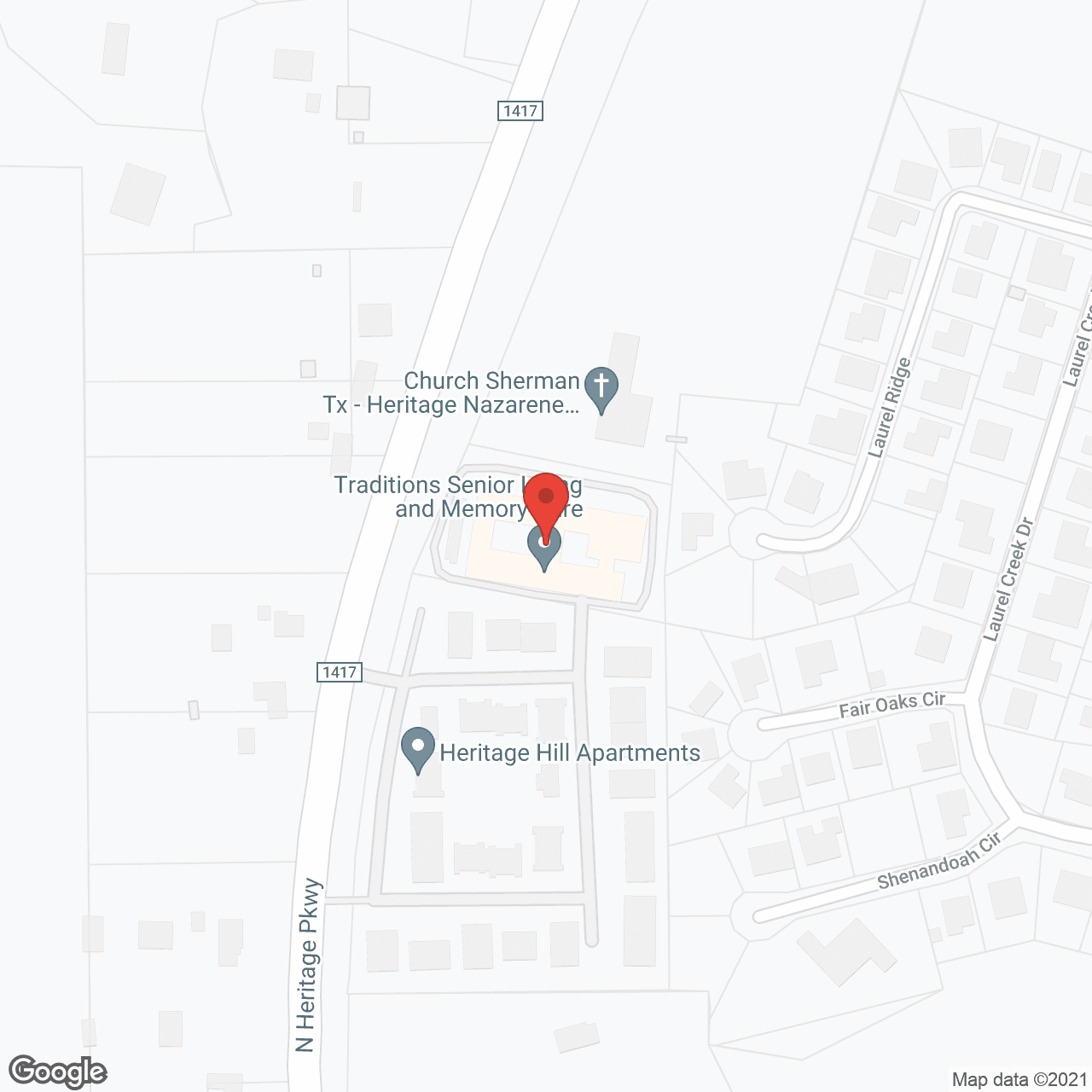 Map of the neighborhood around Traditions Senior Living and Memory Care