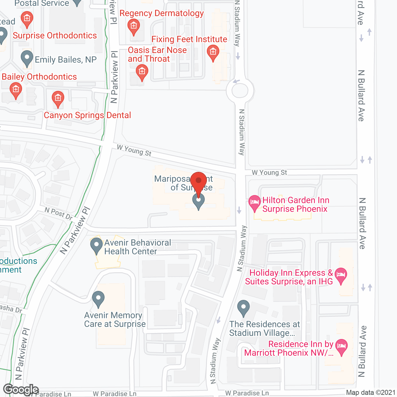 Map of the neighborhood around Vineyard Park of Surprise