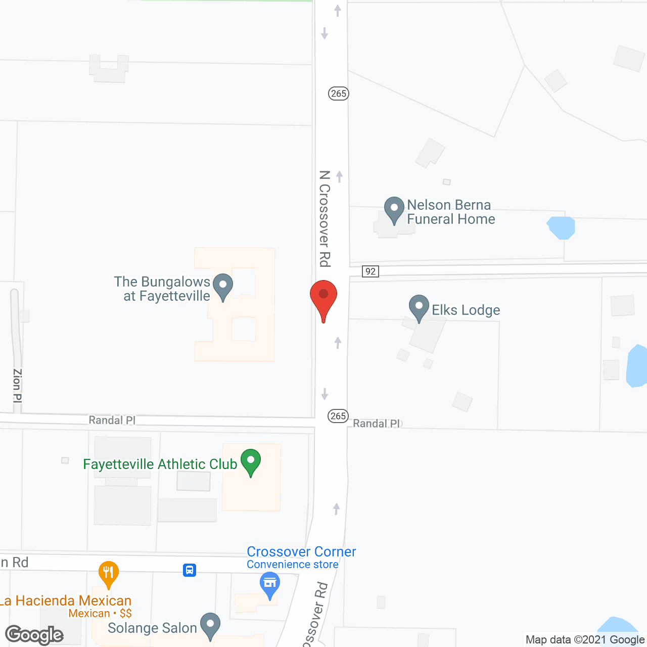 Map of the neighborhood around The Bungalows at Fayetteville
