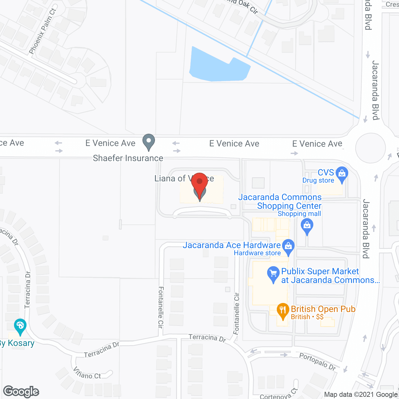 Map of the neighborhood around Liana of Venice