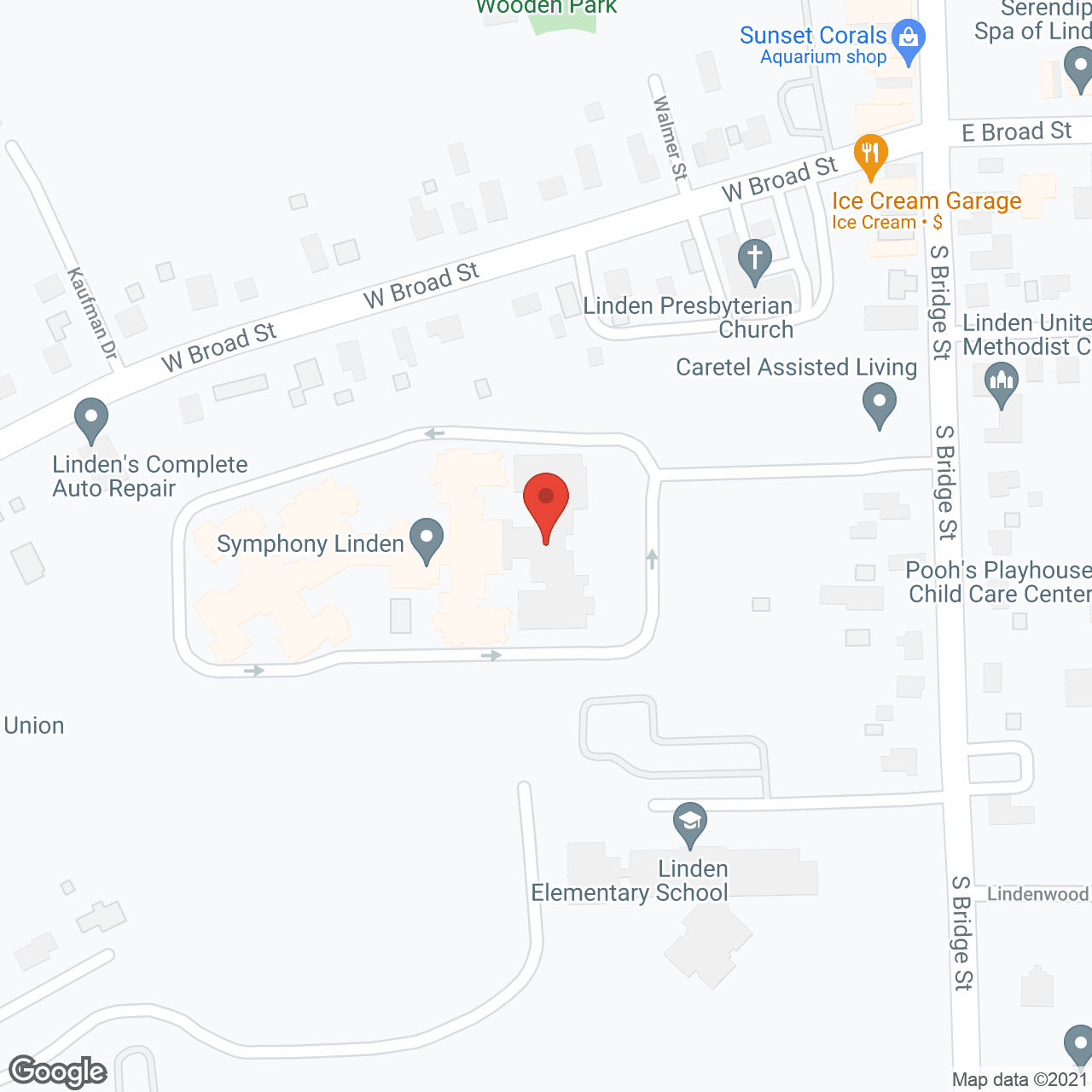 Map of the neighborhood around Symphony Linden