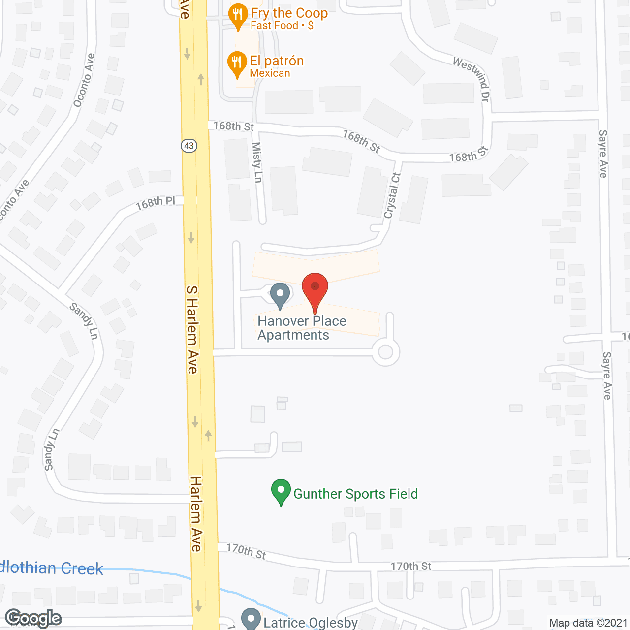 Map of the neighborhood around Hanover Place