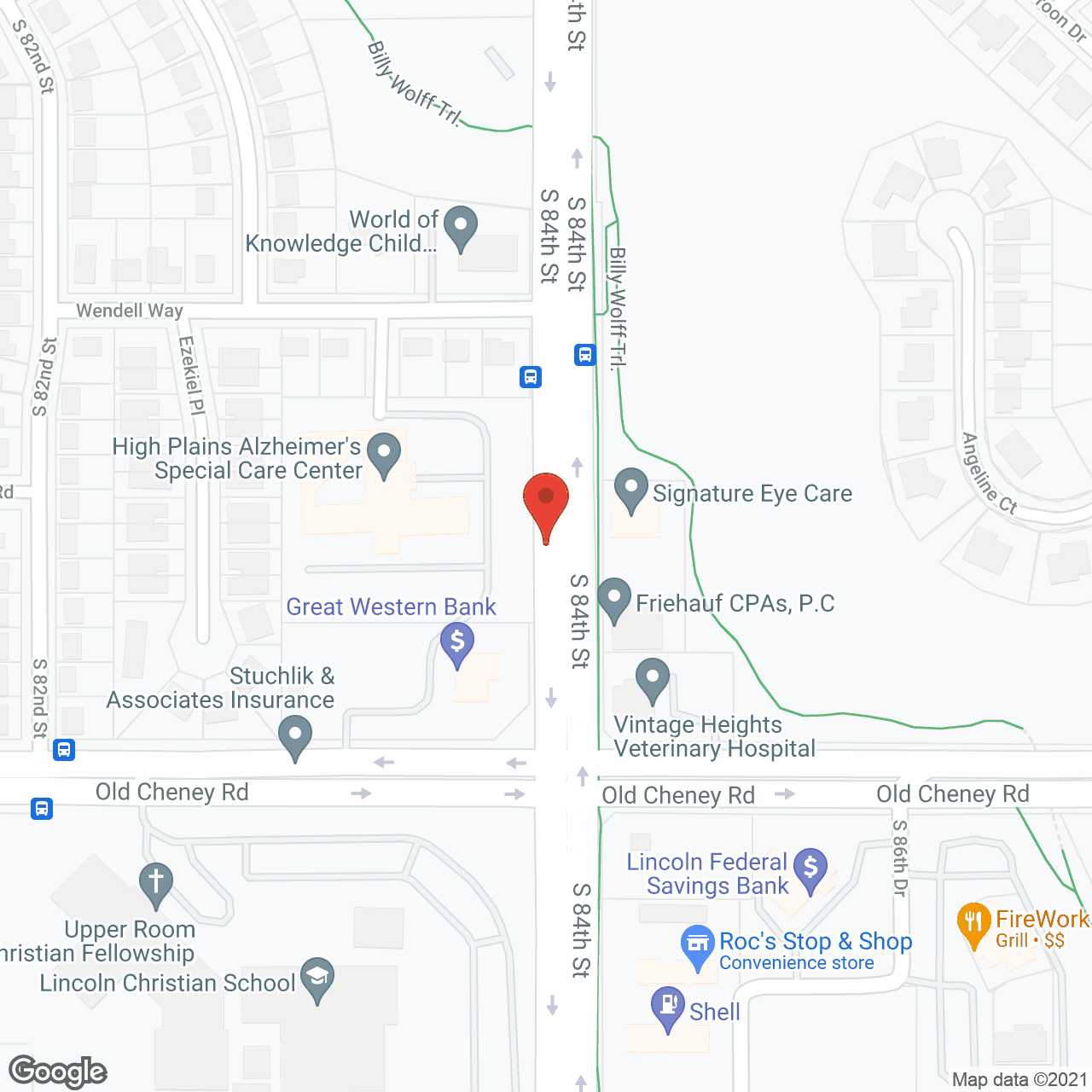 Map of the neighborhood around Cedar Creek of High Plains