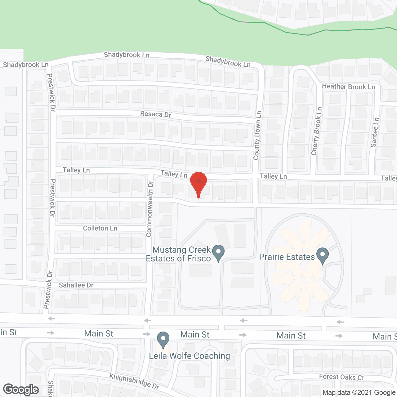 Map of the neighborhood around Mustang Creek Estates Frisco