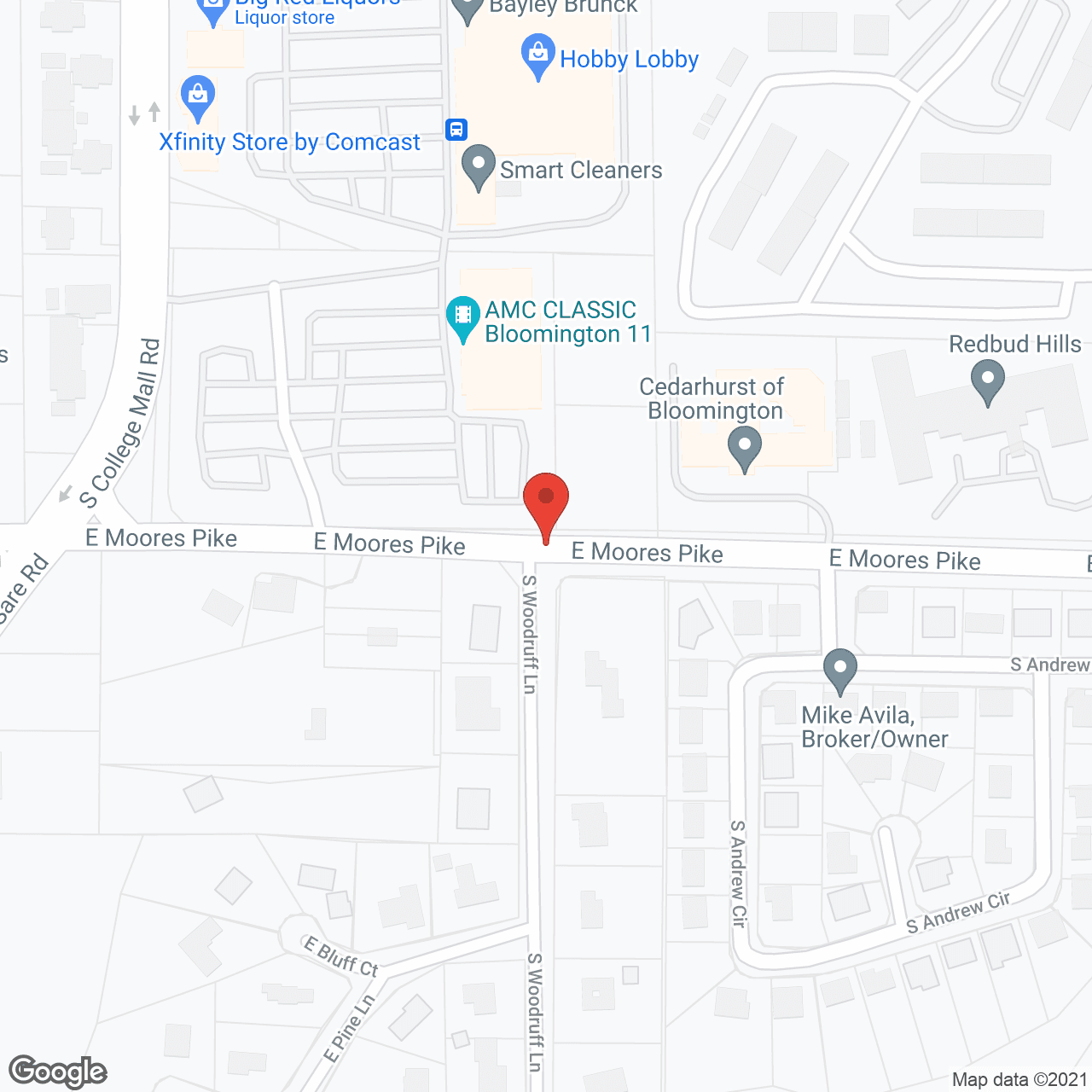 Map of the neighborhood around Cedar Creek of Bloomington Memory Care