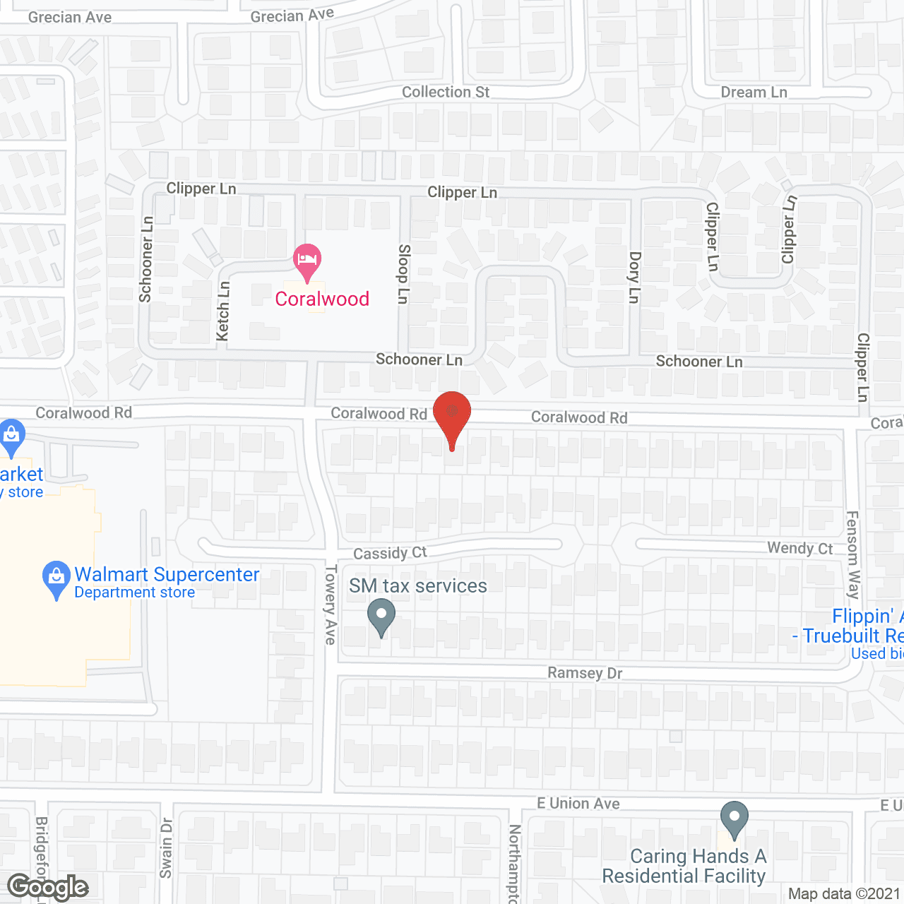 Map of the neighborhood around Memory Lane Manor