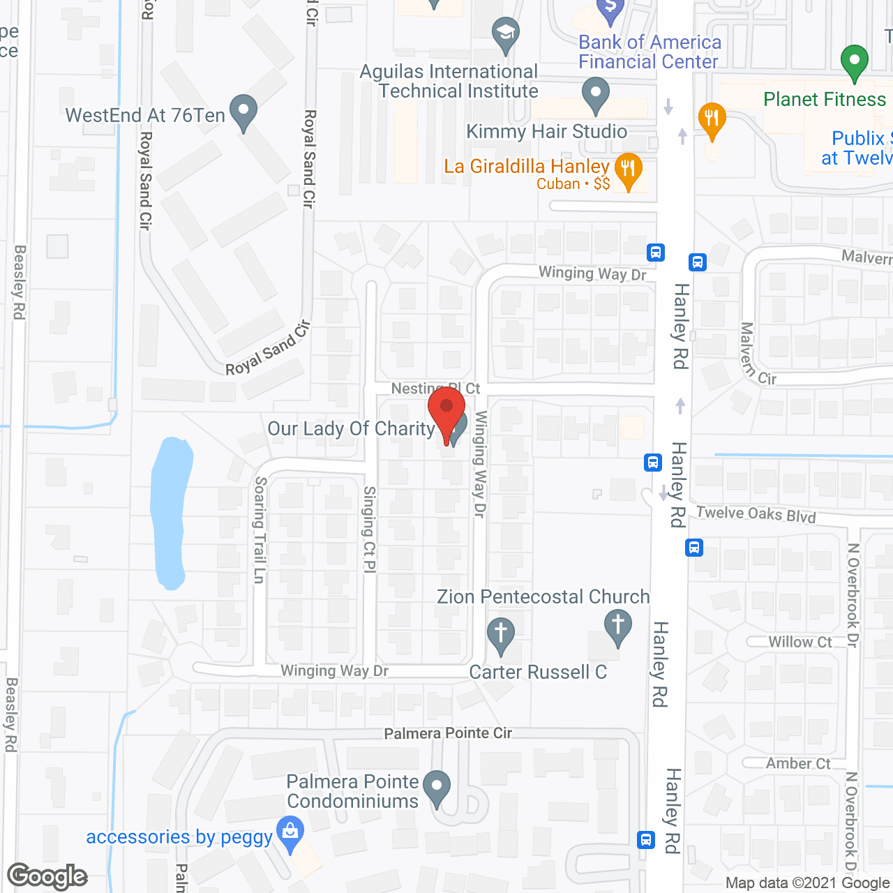 Map of the neighborhood around Our Lady of Charity