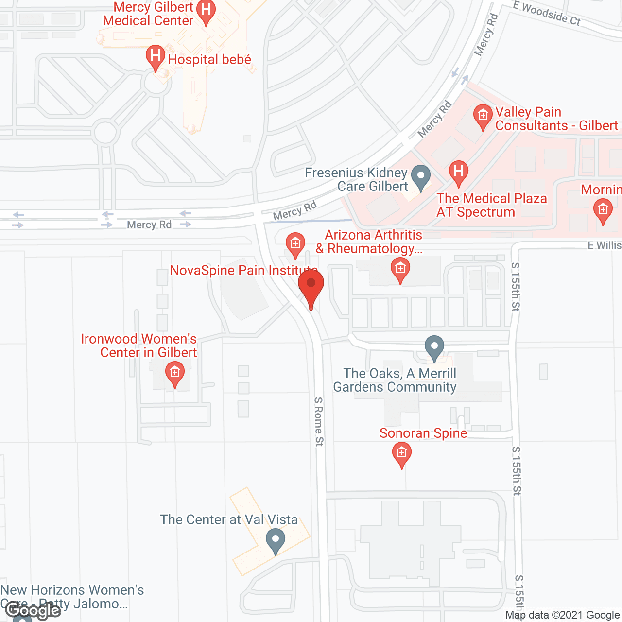 Map of the neighborhood around The Oaks