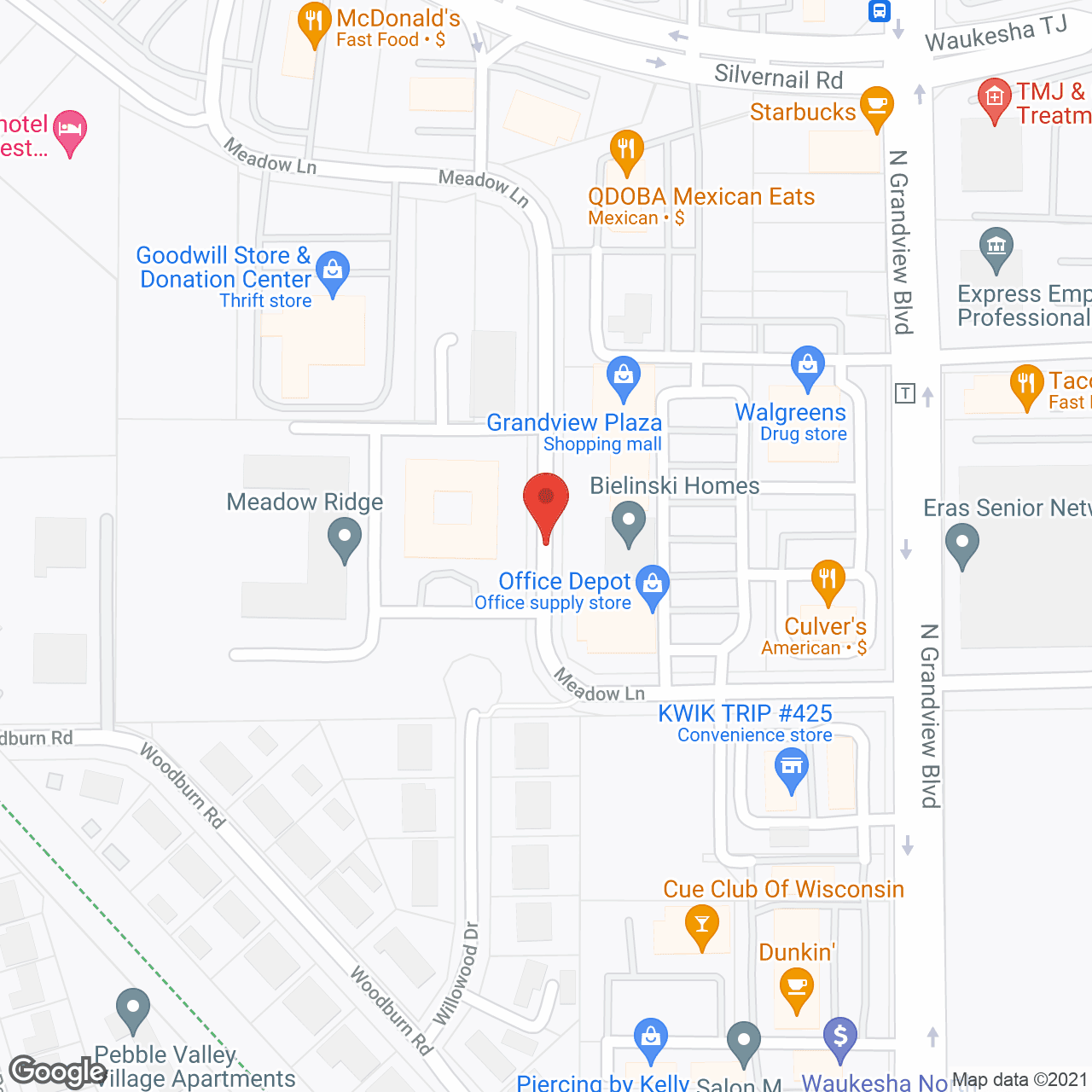 Map of the neighborhood around Heritage Court - Waukesha