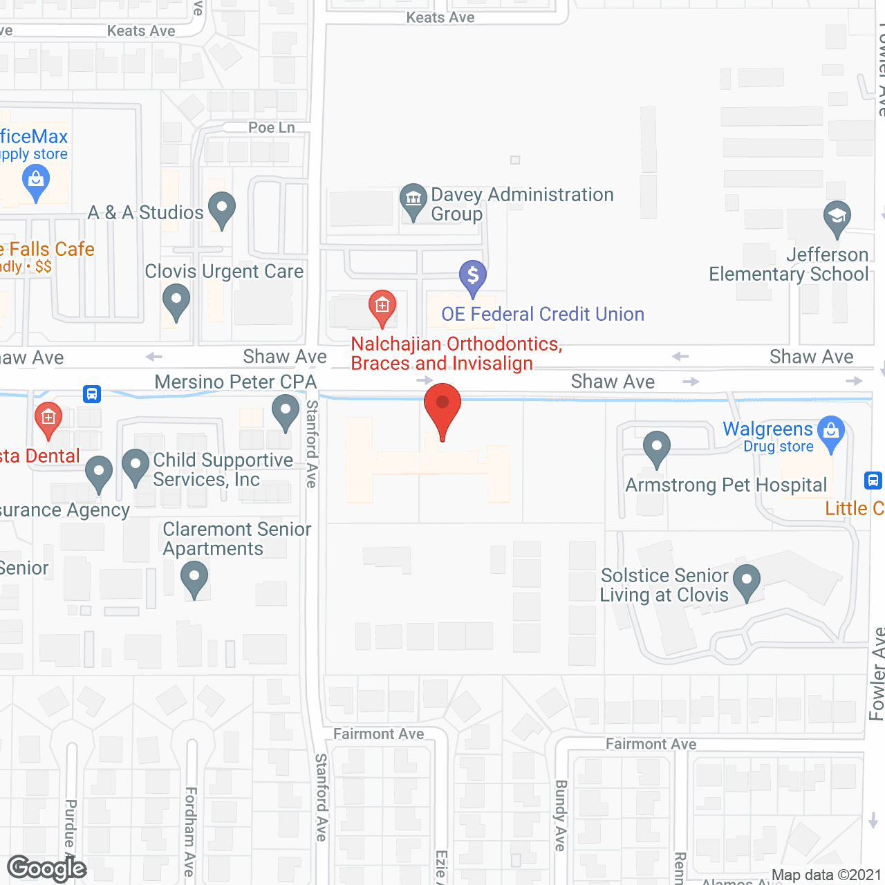 Map of the neighborhood around Carmel Village at Clovis Senior Living