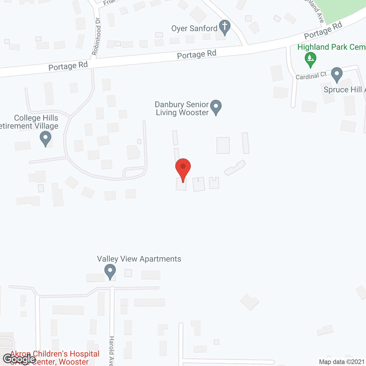 Map of the neighborhood around Wooster Danbury